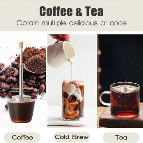 Portable French Press Coffee  Tea Maker  Stainless Steel Travel Brewer - Product showcase
