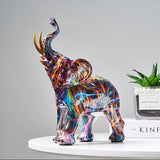 Abstract Elephant Statue  Multicolor Art Sculpture - Detailed view