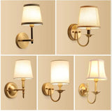 Classic Wall Sconce  Curved Brass Arm With Fabric Shade - Detailed view