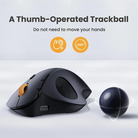 Ergonomic Trackball Mouse  Thumb-Operated with 360 Control - Product showcase