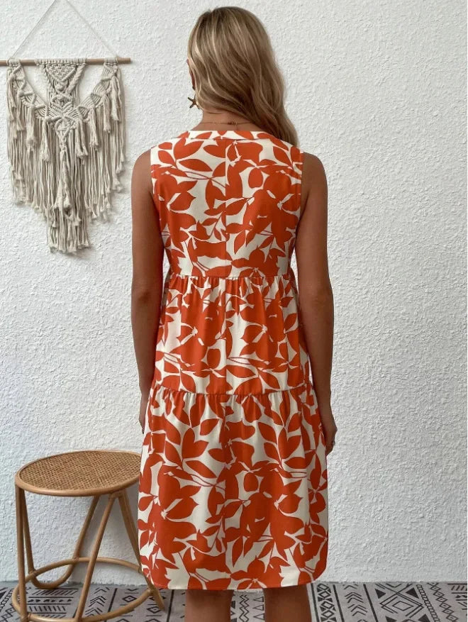 Summer Floral Dress  V-Neck Tiered Cotton Design - Product detail 11