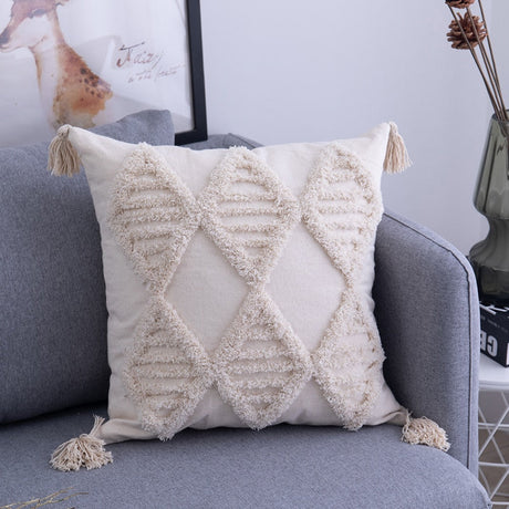 Tufted Throw Pillow Covers  Geometric Cotton With Tassels - Product detail 15