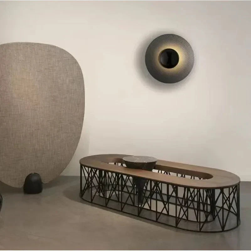 Modern LED Wall Light  Textured Carbon Ring Design - Detailed view