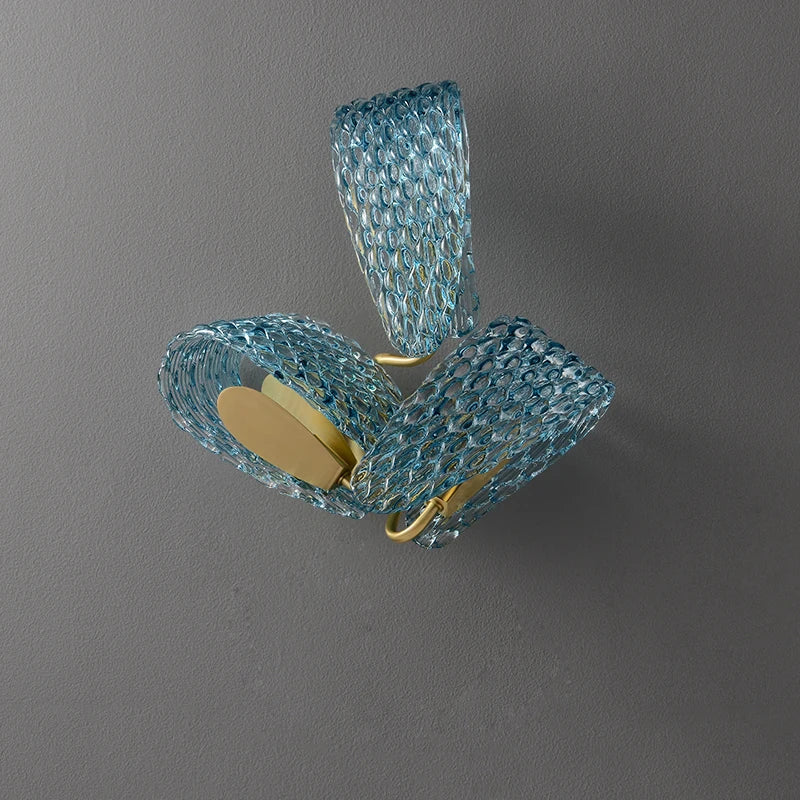 Modern Glass Wall Light  Textured Blue Copper Design - Product detail 4