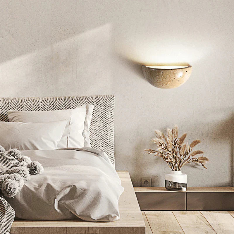 Modern Wall Light  Natural Travertine Half-Moon Design - Product example