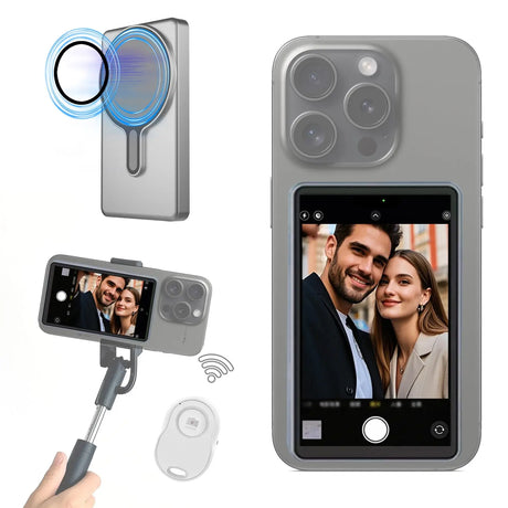 Magnetic Selfie Mirror  Phone Camera Monitor With Wireless Remote - Product showcase