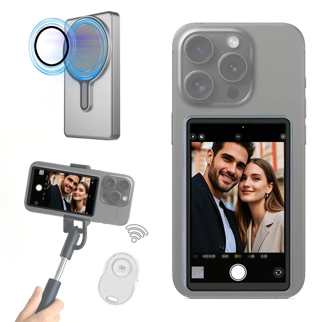 Magnetic Selfie Mirror  Phone Camera Monitor With Wireless Remote - Product showcase