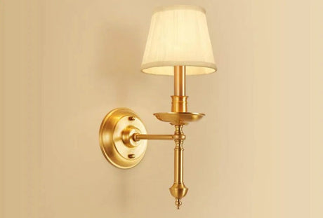 Classic Wall Sconce  Curved Brass Arm With Fabric Shade - Product detail 14