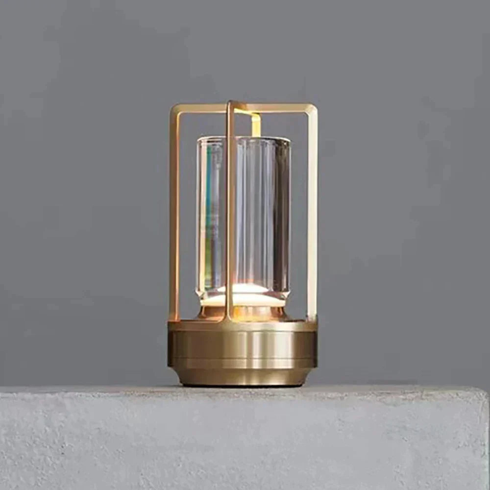 Modern LED Table Lamp  Glass Cylinder Metal Frame Design - Product detail 4