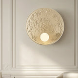 French Imperial Wall Lamp  Embossed Leaf Pattern Round Sconce - Product detail 5