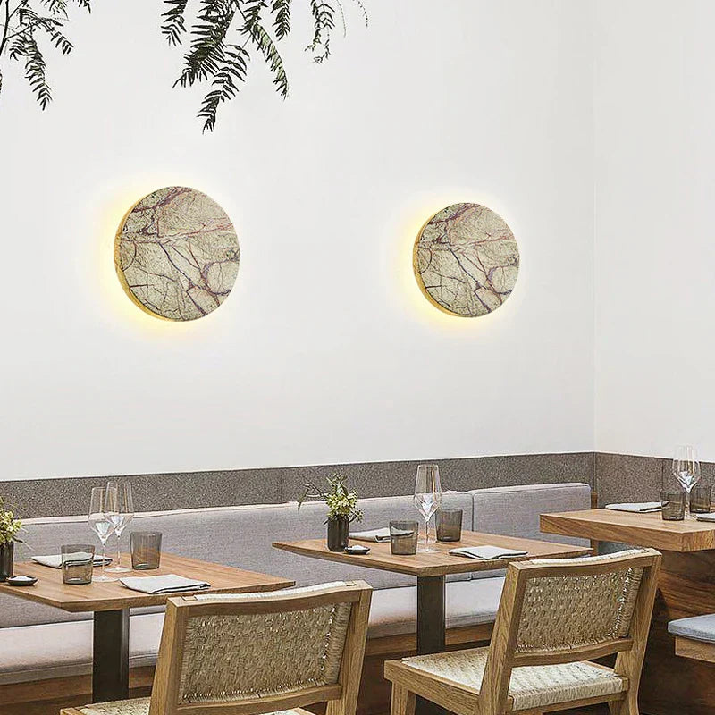 Natural Stone Wall Lamp  Marble Pattern Design - Detailed view