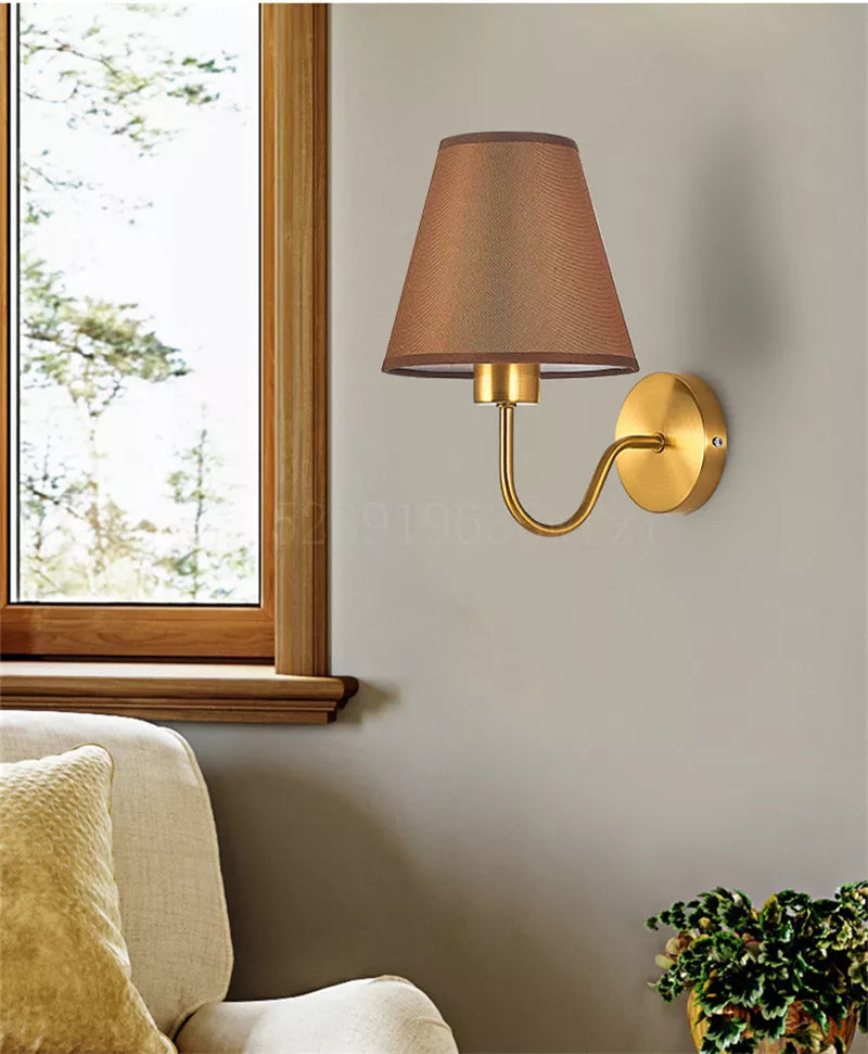 Modern Wall Sconce  Brushed Gold with Fabric Shade - Product detail 9