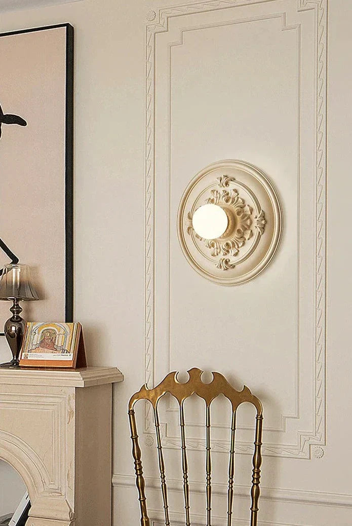 Victorian Ceiling Medallion Wall Light  Ornate Floral Relief Design - Product detail 7