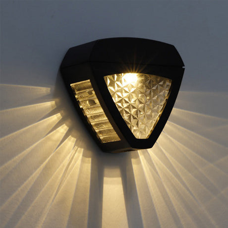 Solar Wall Light  Egyptian Pattern Glass Panel - Detailed view