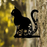 Metal Garden Cat Decor  Floral Silhouette Design - Product detail 6