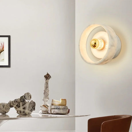 Modern Marble Wall Light  Natural Stone Circle Design - Product example