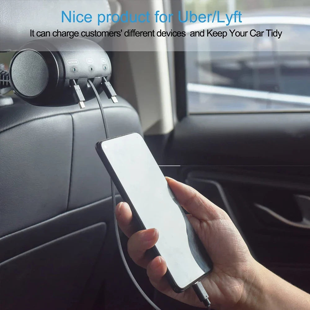 Multi-Port Car Charger  3-in-1 Retractable Fast Charging Hub - Product detail 5