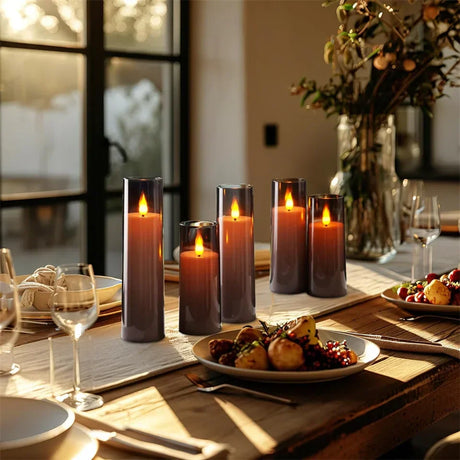 LED Flameless Candles Set  Glass Remote Control Flickering Lights - Product detail 4