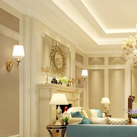 Classic Wall Sconce  Brushed Gold With Linen Shade - Product detail 5