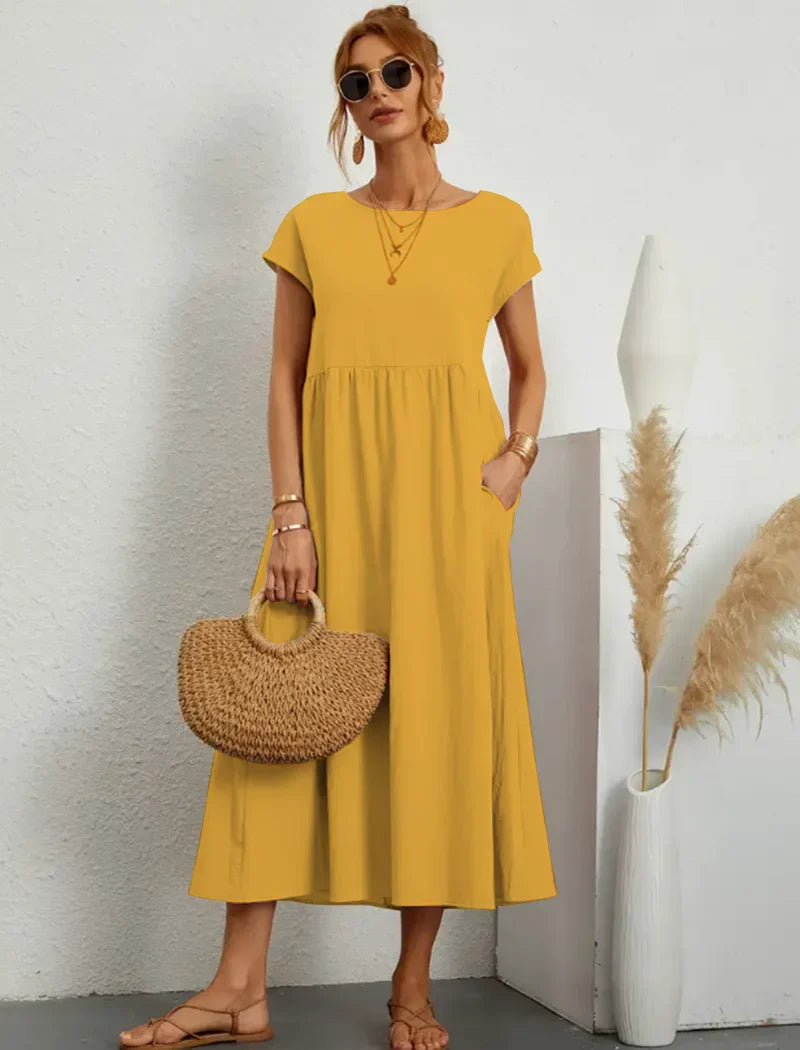 Casual Midi Dress  Loose Fit Cotton Blend - Product detail 4