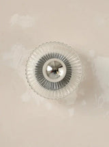 Vintage Glass Wall Lamp  Ribbed Dome Shade With Chrome Accent - Product detail 9