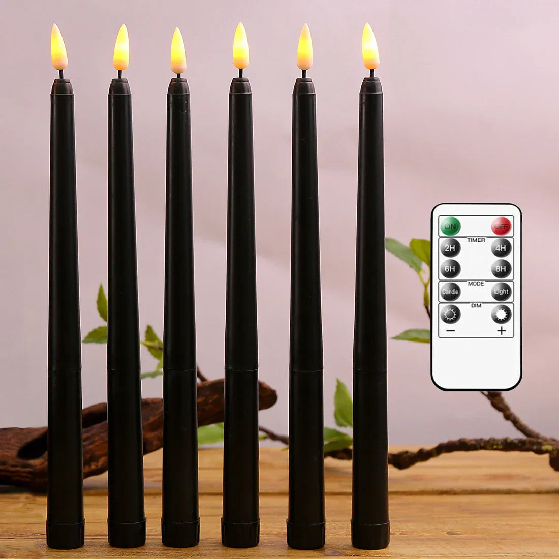 LED Taper Candles  Remote Control Black Set With Timer - Product detail 10