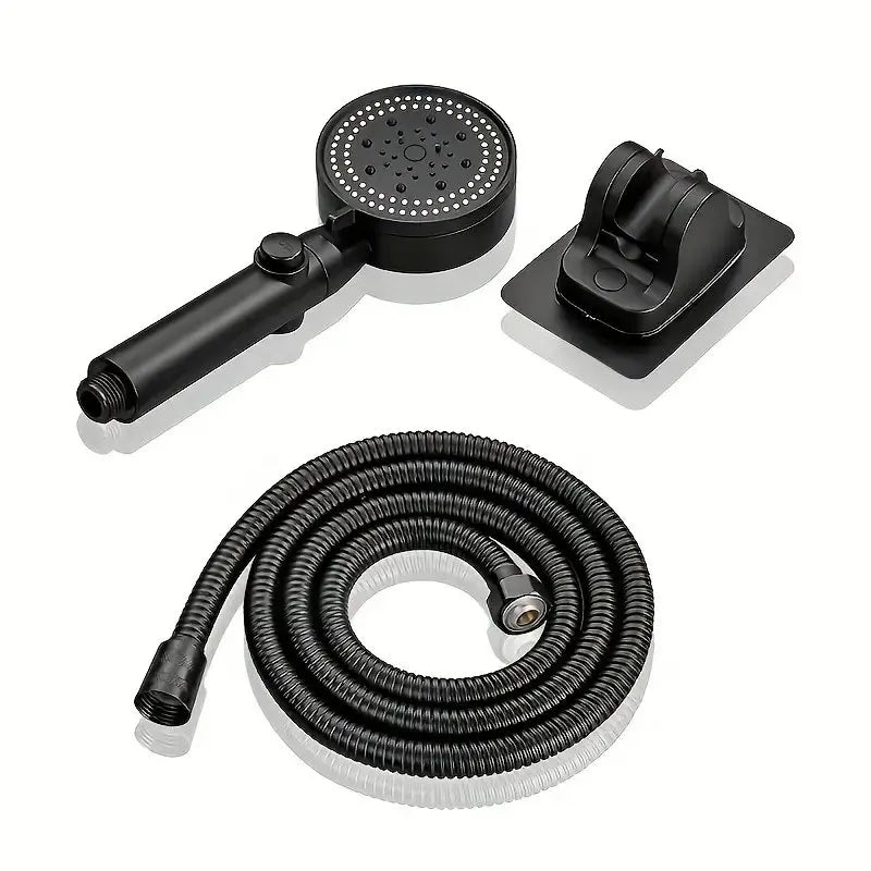 High Pressure Handheld Shower  Matte Black With Wall Mount - Product showcase