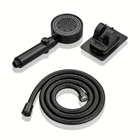High Pressure Handheld Shower  Matte Black With Wall Mount - Product showcase