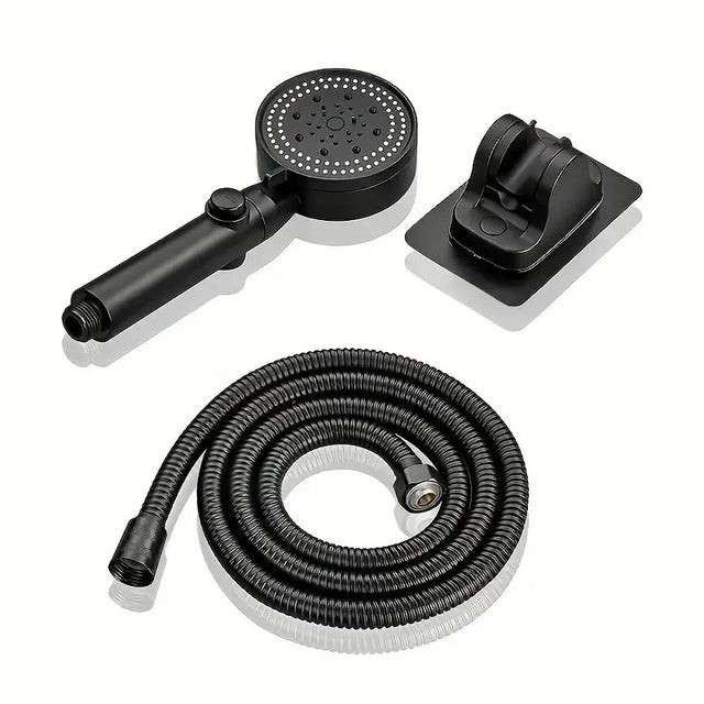 High Pressure Handheld Shower  Matte Black With Wall Mount - Product showcase