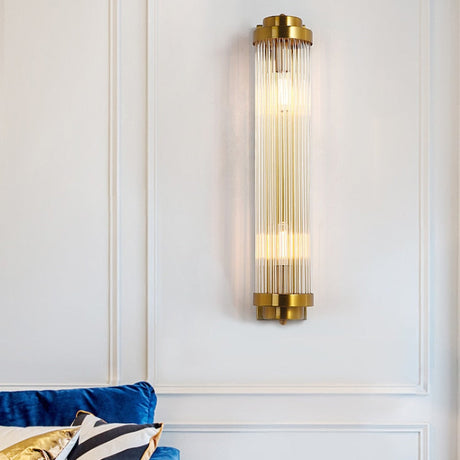 Art Deco Wall Sconce  Gold Crystal Glass Rod Design - Detailed view