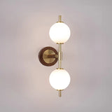 Modern Dual Globe Wall Light  Brass Wood Accent Design - Product detail 6