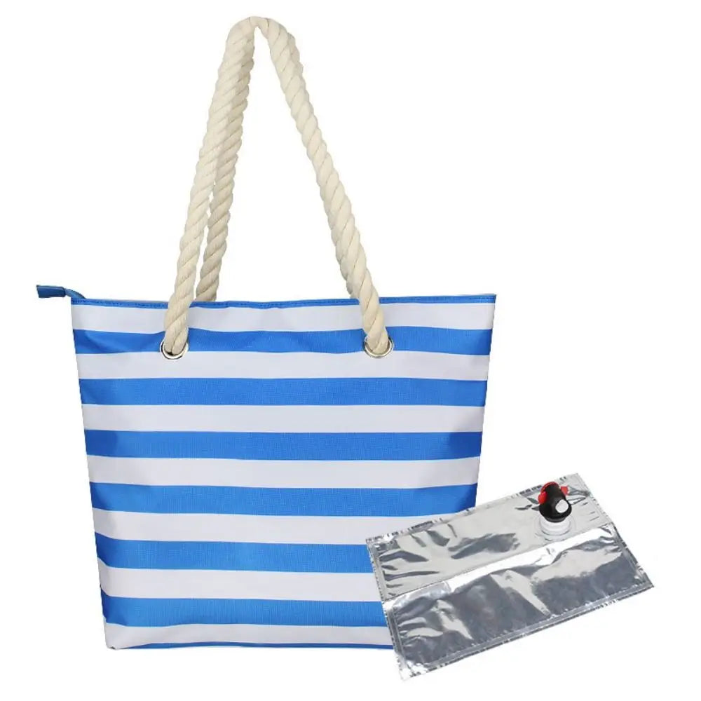 Insulated Wine Tote Bag  Nautical Stripe Dispenser Design - Product detail 12