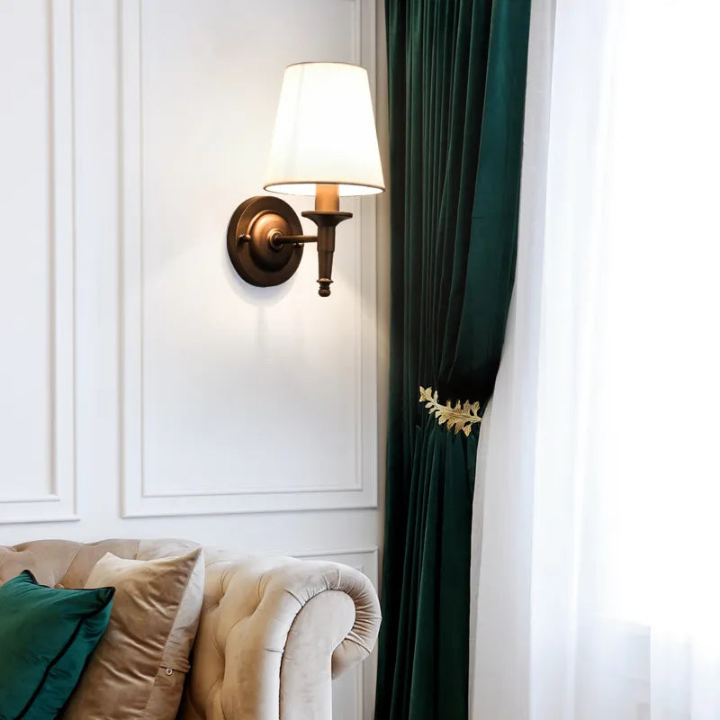 Modern LED Wall Sconce  Brass Finish With Fabric Shade - Product detail 17