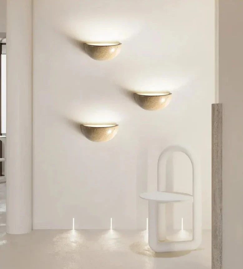 Modern Wall Light  Natural Travertine Half-Moon Design - Product detail 6