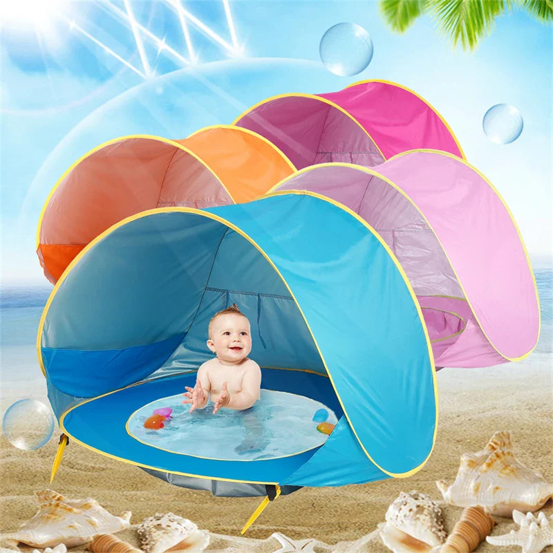 Kids Beach Tent  Pop-Up UV Protection Shelter With Pool - Product showcase