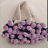 Floral Knit Blanket  Purple Rose Bouquet Design - Product detail 10