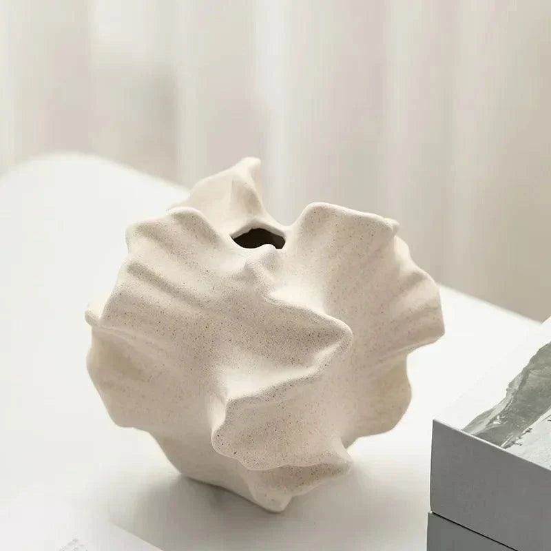 Modern Ceramic Wave Vase  Geometric Ripple Design - Product example