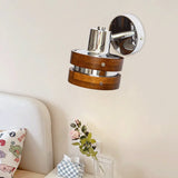 Modern Wall Lamp  Brown Leather Chrome Accent - Product detail 4