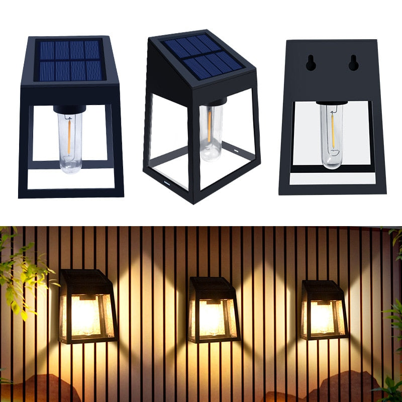 Solar Outdoor Wall Light  Modern Black Metal Frame - Product detail 4