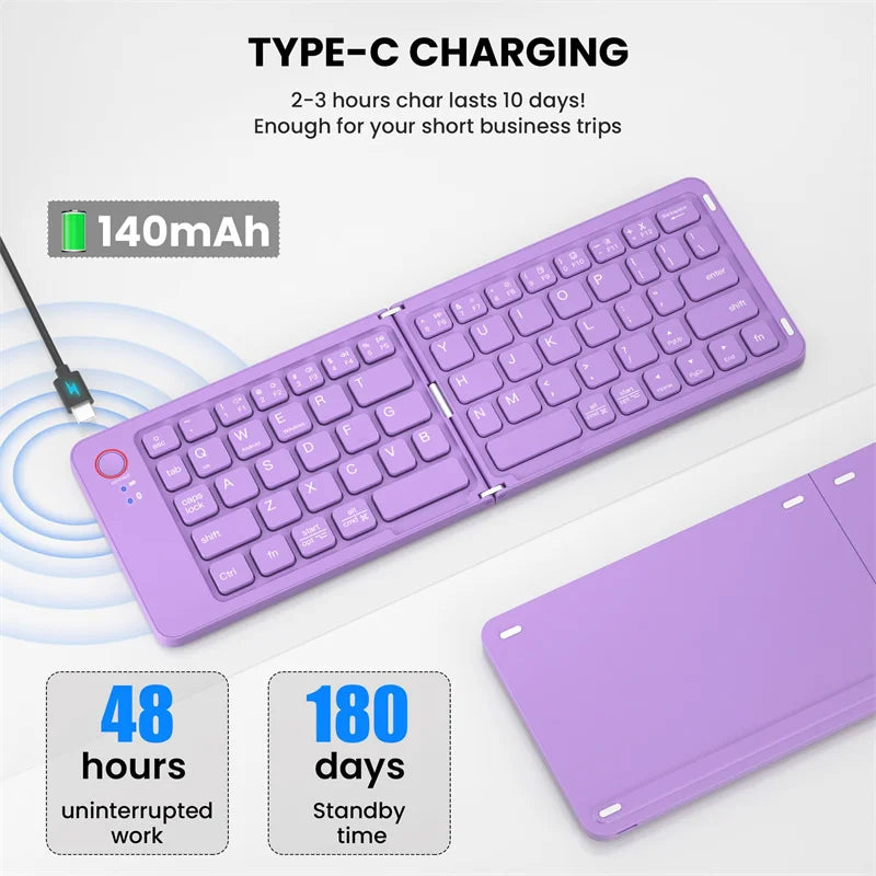 Portable Bluetooth Keyboard  Foldable Compact Design - Product example