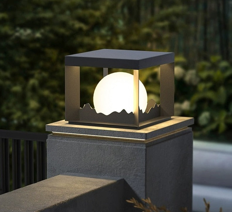 Modern Solar Wall Light  Cube Frame Mountain Silhouette - Product example