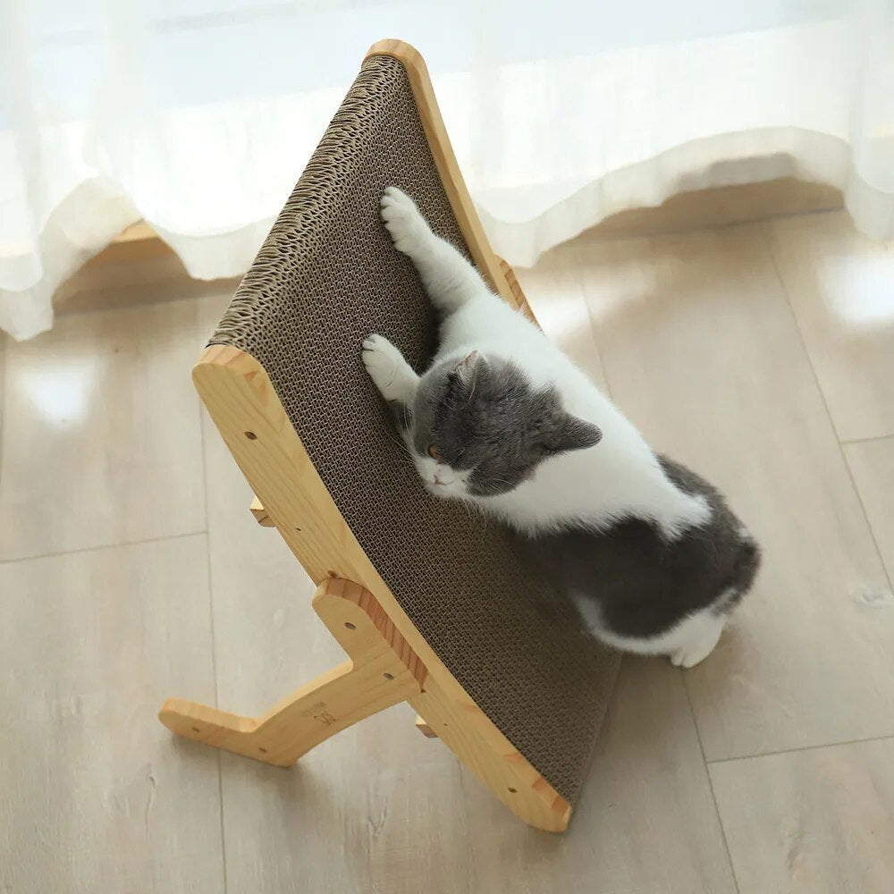 Modern Cat Lounge Bed  Natural Wood Frame with Sisal Mat - Detailed view