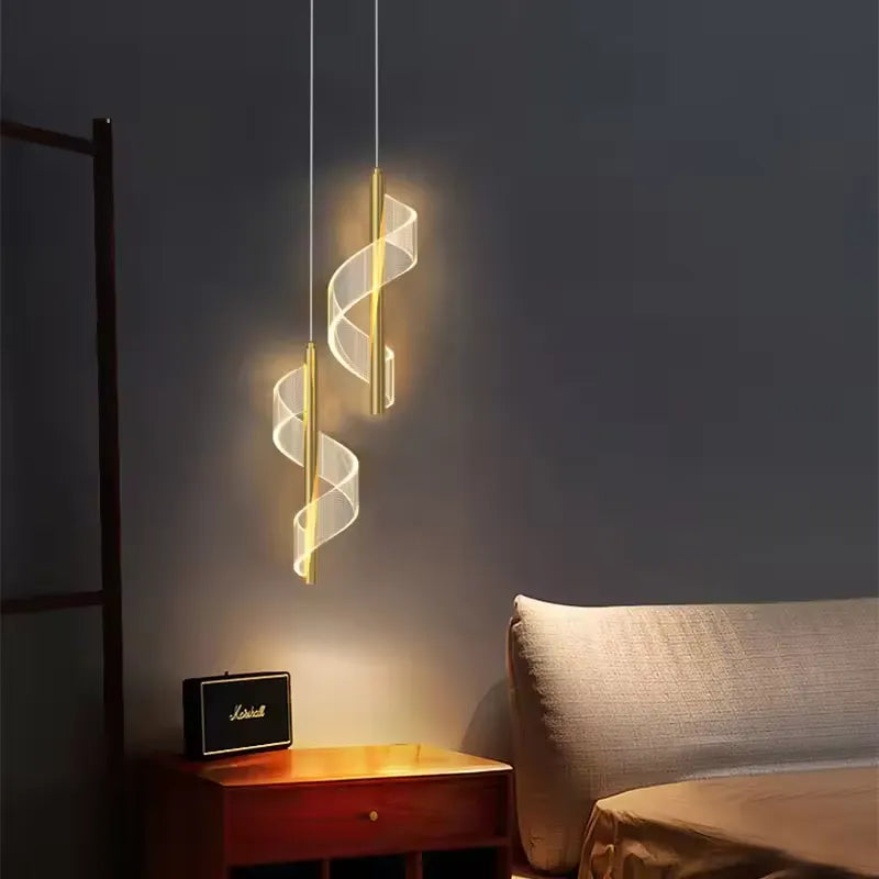 Modern LED Pendant Light  Spiral Gold Metal Design - Product detail 10