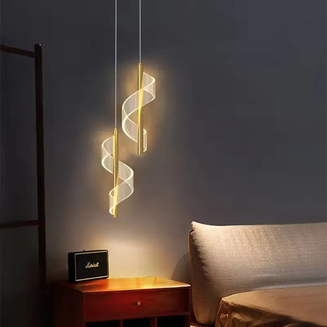 Modern LED Pendant Light  Spiral Gold Metal Design - Product detail 10