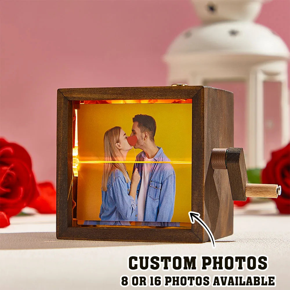 Wooden Photo Flipbook Frame  Hand-Cranked Memory Display Box - Product detail 4