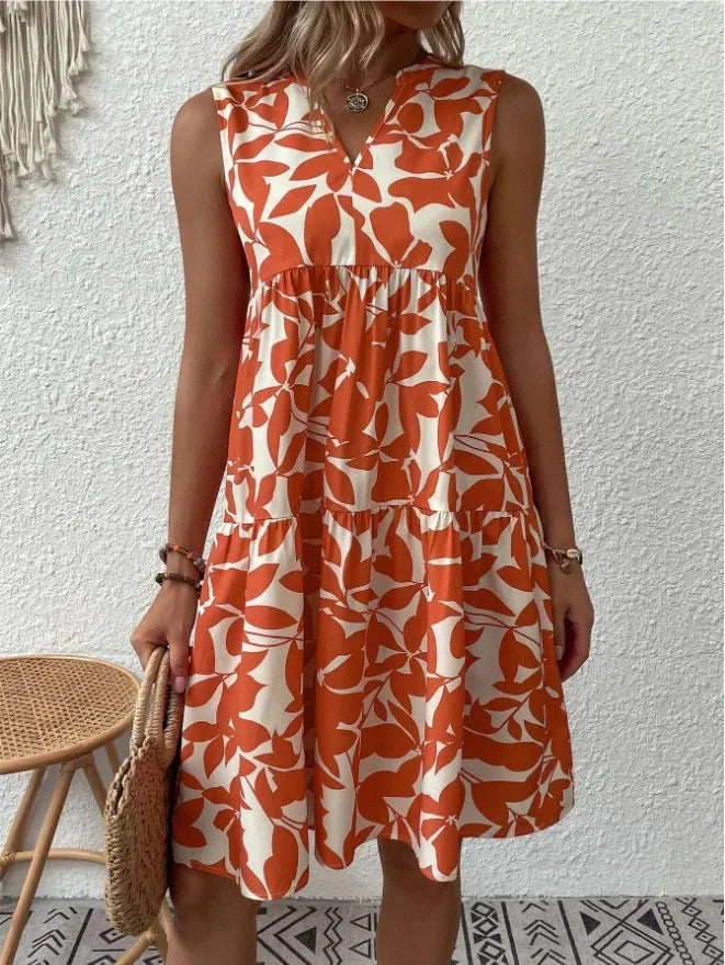 Summer Floral Dress  V-Neck Tiered Cotton Design - Product detail 10