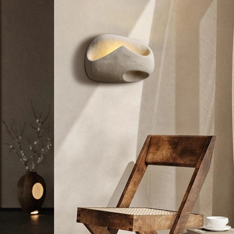 Minimalist Wall Sconce  Sculptural Cement Design - Product detail 6
