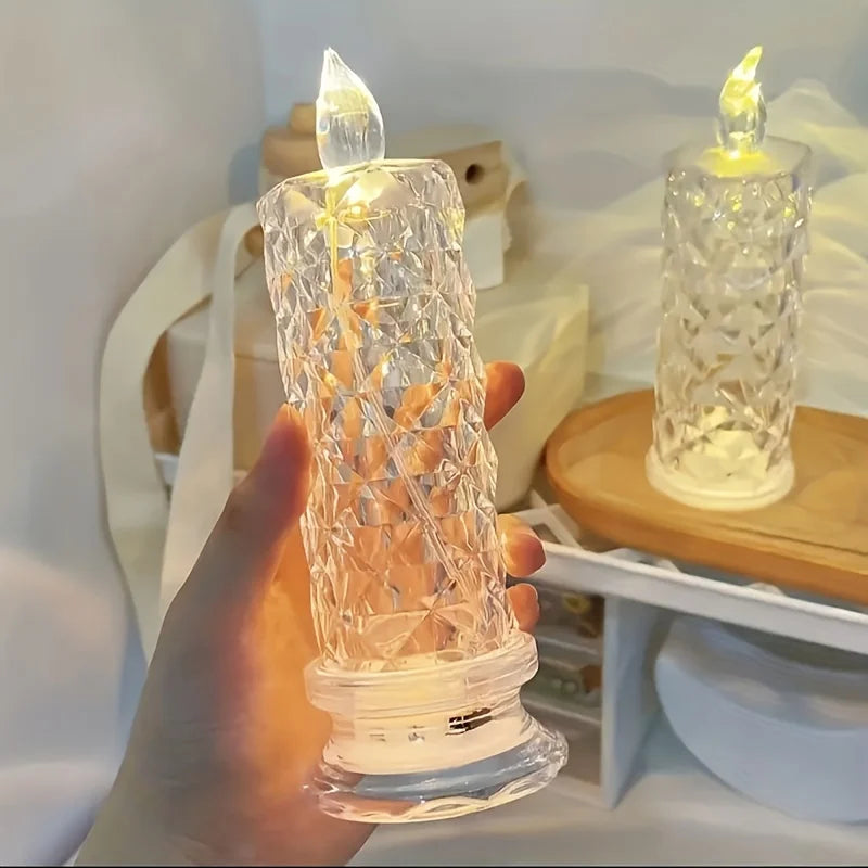 LED Flameless Candle  Crystal Glass Pattern Design - Product showcase