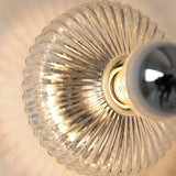 Vintage Glass Wall Lamp  Ribbed Dome Shade With Chrome Accent - Product detail 6