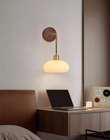 Modern Wall Lamp  Walnut Wood  Brass Fixture - Product detail 6